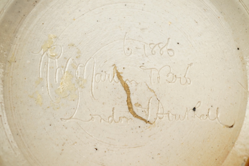 Robert Wallace Martin for Martin Brothers: A salt-glazed stoneware vase decorated with a pond scene